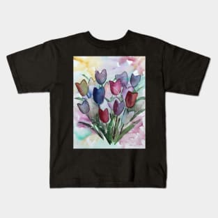 Loose semi-abstract tulip painting in watercolors Kids T-Shirt